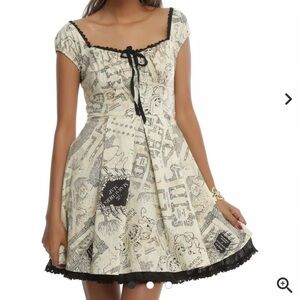 Hot Topic Harry Potter Marauder’s Map Dress Tan Black NWT M